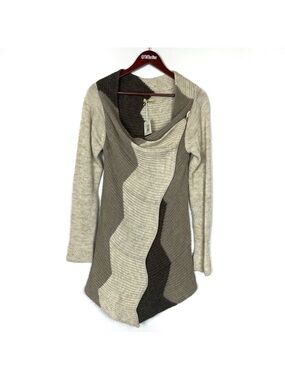 M for Bolide Asymmetrical Beige Knit Cardigan NWT